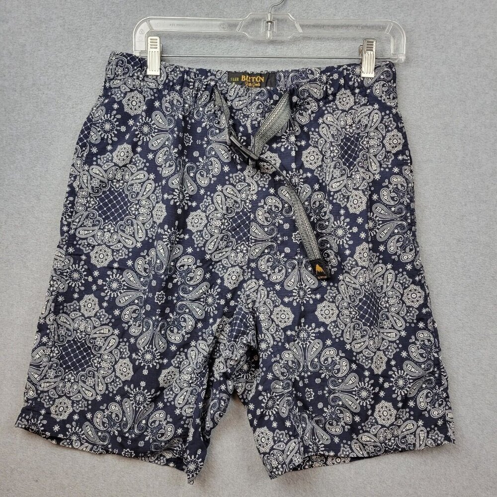 Burton Mens Shorts Size Large Paisley Floral‎ Hybrid Clingman Navy Blue